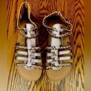 🌹⚜️GLADIATOR⚜️🌹SANDLES w/braided straps & zip closure. SZ 13 ROSEGOLD🌟NWT🌟